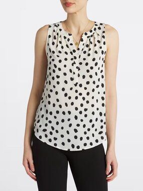 [41 Hawthorn] Morey Split Neck Sleeveless Blouse